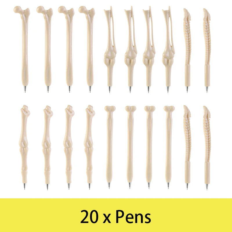 

20Pcs Novelty Bone Shape Ballpoint Pens Black Ink Pen Finger Pens Nurse Doctor Pen Stationery Gift Student Gift