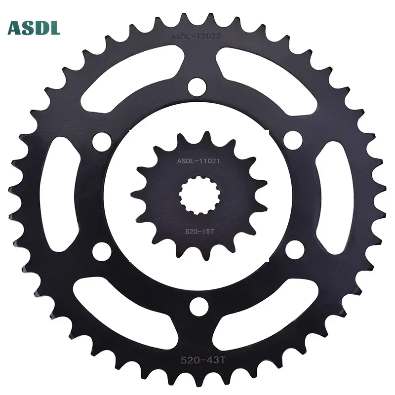 520 43T 15T Motorcycle Front Rear Sprocket for Yamaha YZF-R3 15-20 YZF R3 20-21 MT-03 MTN320 16-20 YZF-R25 15-18 MT-25 MT 03