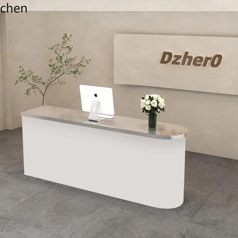 D16- stainless steel gym checkout page clothing store curved reception desk bar bar