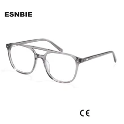 Tortoise Transparent Acetate Double Beam Spectacles Myopia Glasses Frame Men Pilot Women Trend Eyeglasses Frames Optical Eyewear