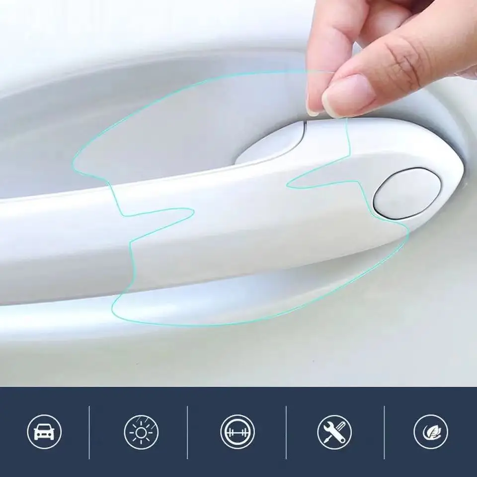 8Pcs TPU Auto Tür Schüssel Anti-scratch Aufkleber Klar Tür Schüssel Griff Schutz Aufkleber Farbe Oberfläche Film Auto zubehör Aufkleber – Detail 6