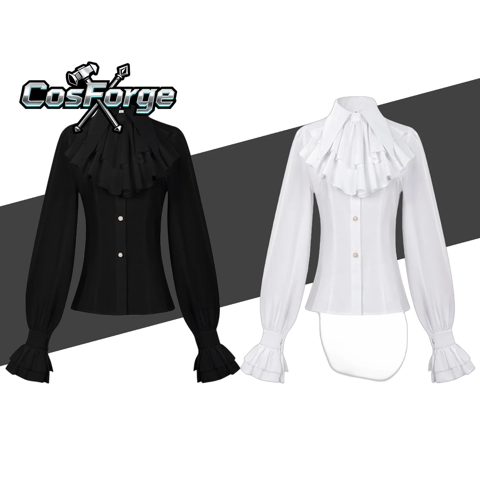

Women Medieval Steampunk Lolita Gothic Dress - Corset Waist Ruffles Shirt Victorian Layer Skirt