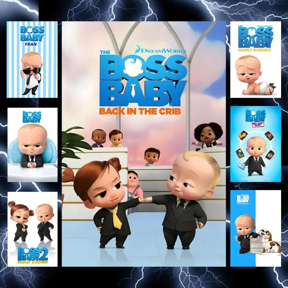Cartoon Kids T-The Boss Baby Poster Self-Adhesive Wall Art Poster HD Waterproof PP Bedroom Cafe Gym Home Decor Gift