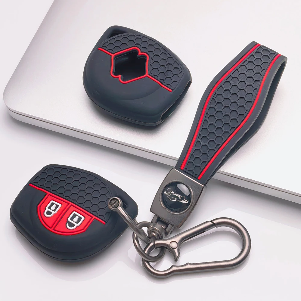 Soft Silicone Key Cover with Strap for Suzuki Swift Alto Jimny SX4 Vitara Ignis Celerio Dzire 2 Button Durable Car Key Accessory
