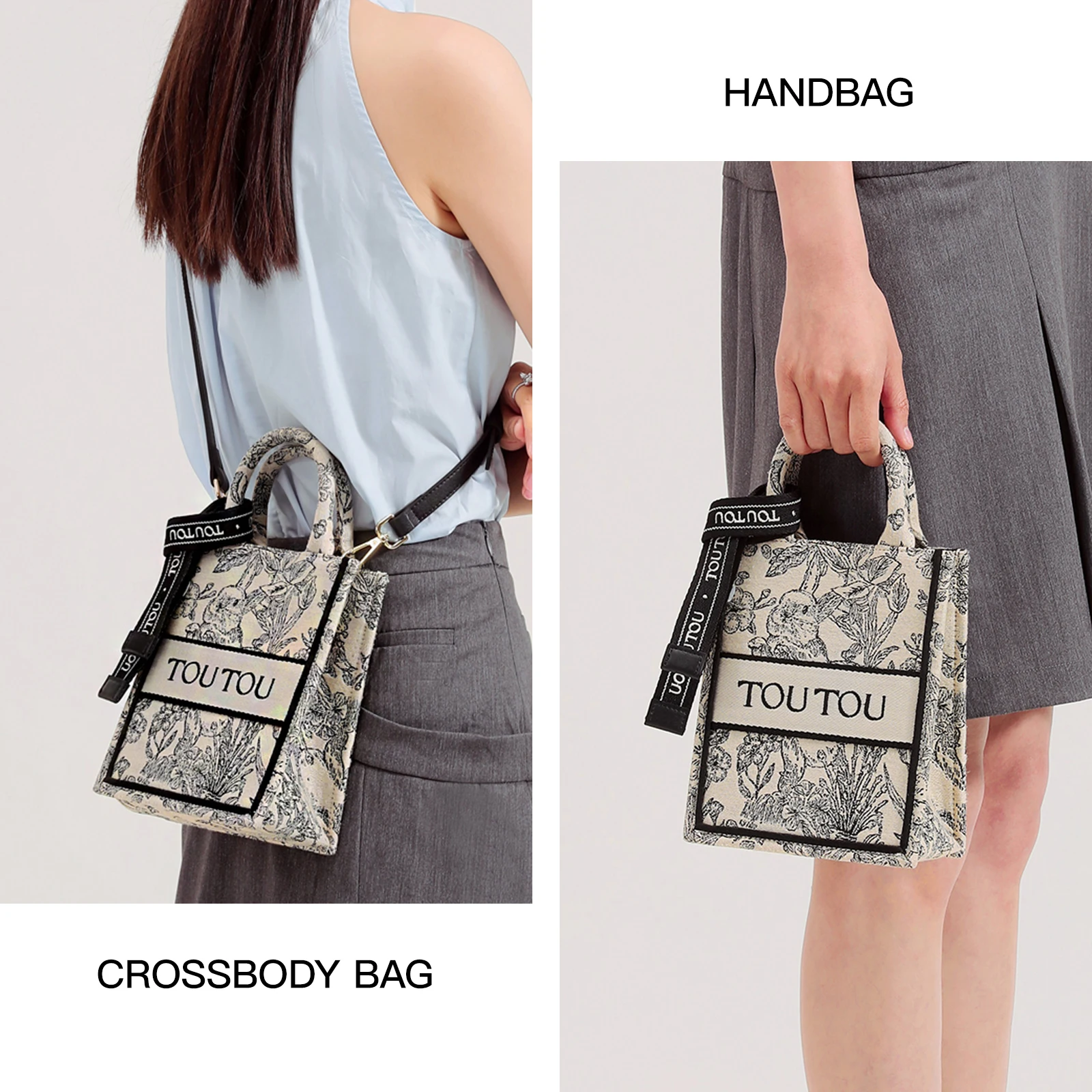 Troutou borsa da donna con tracolla regolabile ricamo borsa Tote portatile verticale Versatile borsa Shopper a tracolla femminile