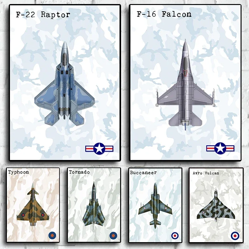 RAF Fighter Jet Typhoon F22 Poster Military Enthusiasts Posters for Living Room Canvas Painting Art Home Wall Decor Picture