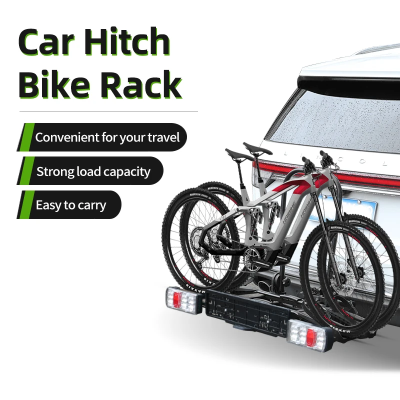 ROLK Car Hitch Bike Rack Aluminum Alloy 2 Bicycles Mount Rear Hitch with Licence Plate