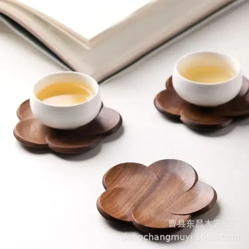 Black Walnut Coaster Scratch-proof Thermal Insulation Petaloid Wooden Placemat Coffee Table mat Decoration Kitchen Accessories