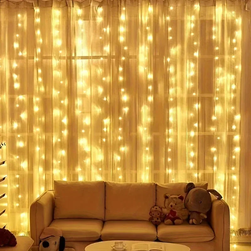 USB Curtain String LampParty Birthday Wall Decoration Garland Wedding Fairy Light 3/6M LED 8 Mode Christmas Light Holiday Decor
