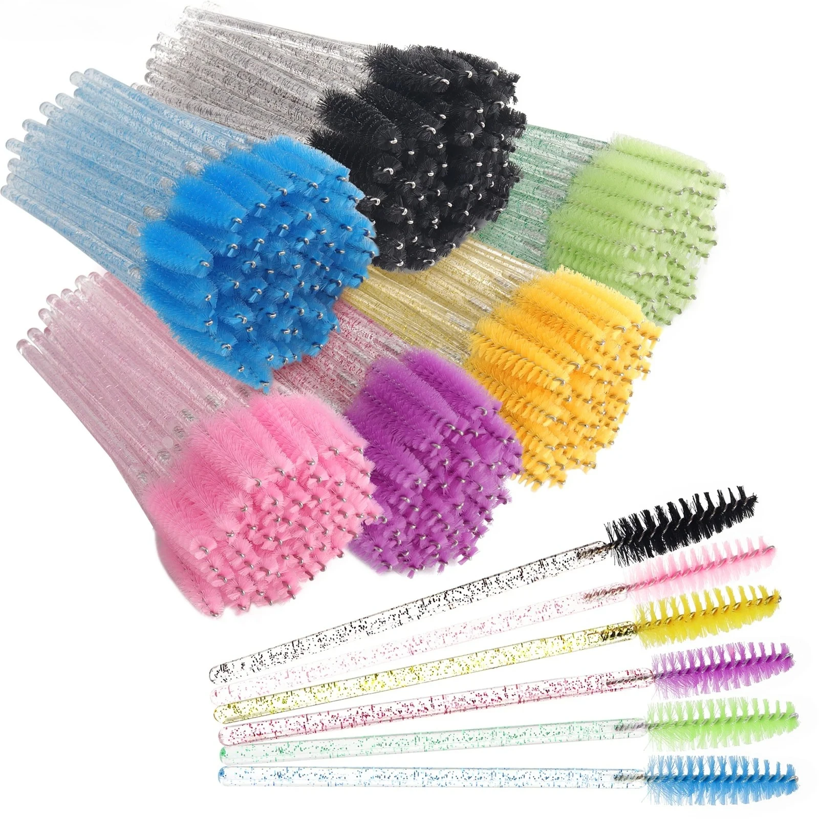 แปรงปัดขนตาแบบใช้แล้วทิ้ง 100/200 ชิ้น แปรงแต่งหน้าต่อขนตา หวีคิ้ว แปรงปัดมาสคาร่า ไมโครบรัช อุปกรณ์เสริมความงาม