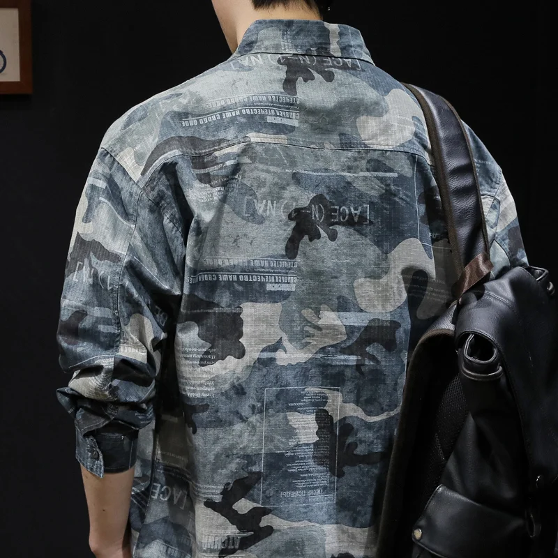 Spring new shirts for men long sleeve large size fashion shirt coat casual camouflage work shirt