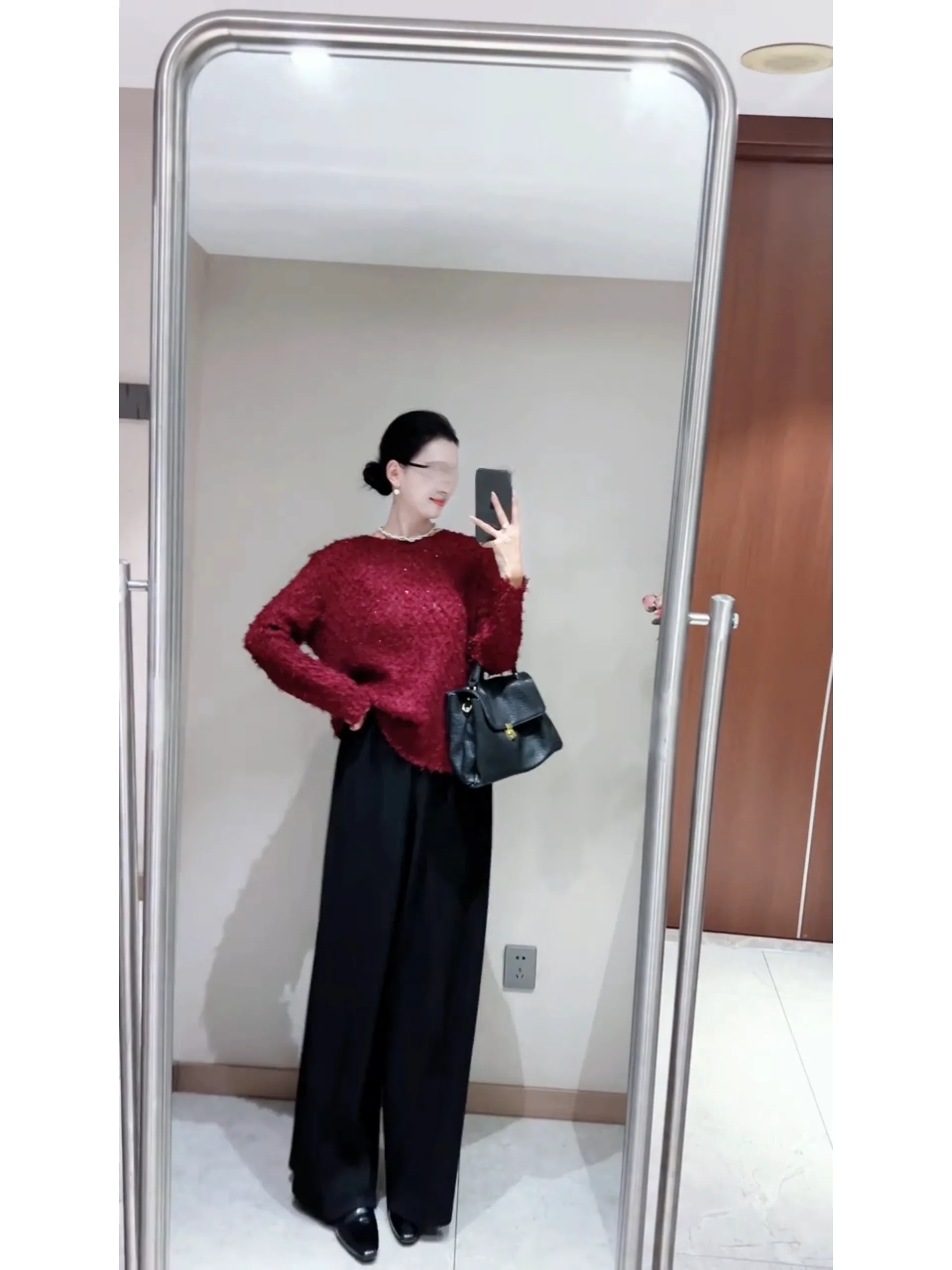 

Red Knitted Long Sve round Ne Knitwear Women's Base Layer irt Slimming Commute Top Spring Faion Casual Korean Sle