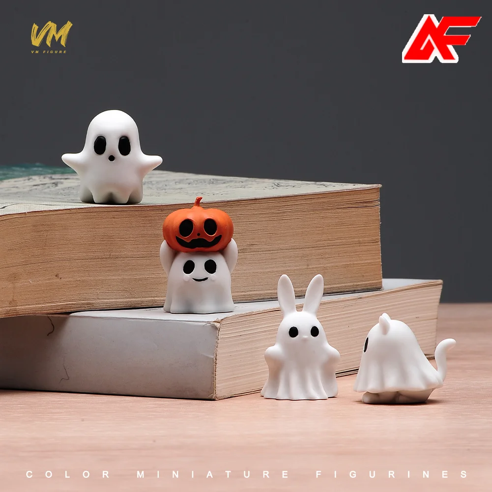 Halloween Decorative Ghost Baby Rabbit Pumpkin Cat Cute Scene Figure Painted Mini Resin Model For Ornaments