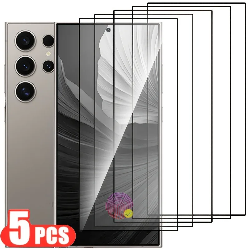 5-teilige Vollbild-Schutzfolie, kompatibel mit Samsung Galaxy S24 S25 Ultra S22 S23 S21 Plus FE S20 Ultra Glasfolie