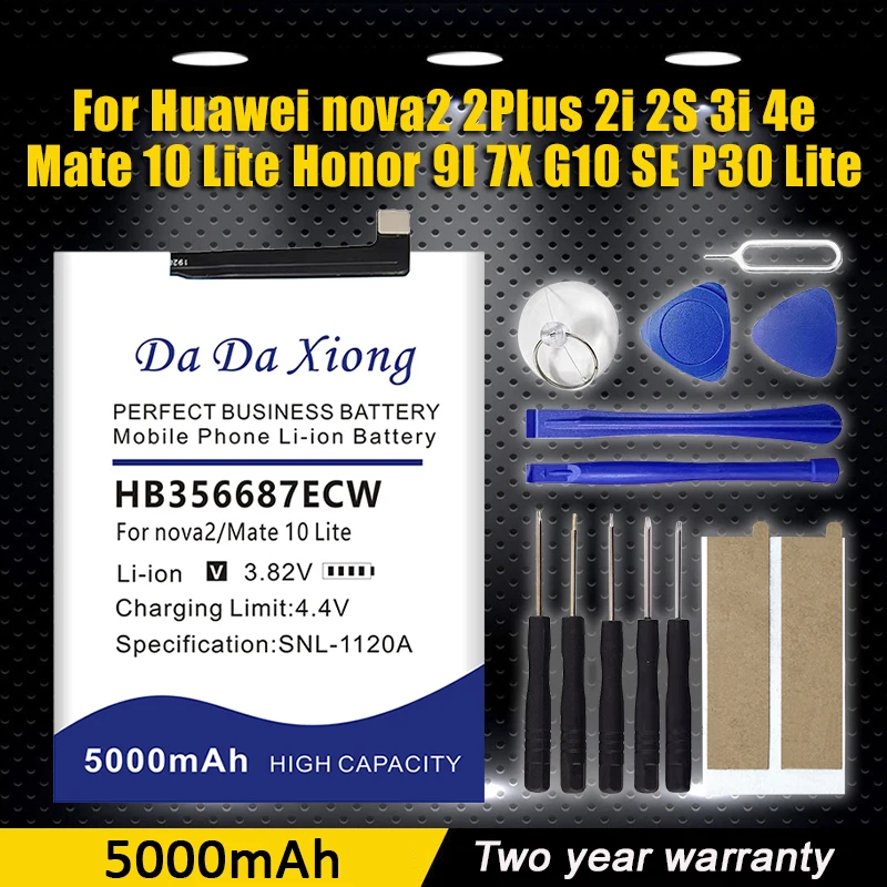 HB356687ECW Battery For Huawei Mate 10 Lite P30 Lite 4E Nova 2 Plus 2i NOVA3i 4e / Honor 9i Repair Part Phone 5000mAh Capacity