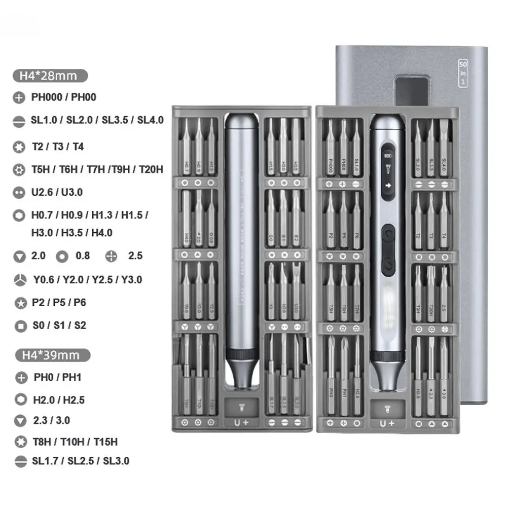 Set di cacciaviti elettrici 50 in 1 Kit di punte per cacciavite magnetico di tipo C a ricarica rapida Durevole multifunzionale