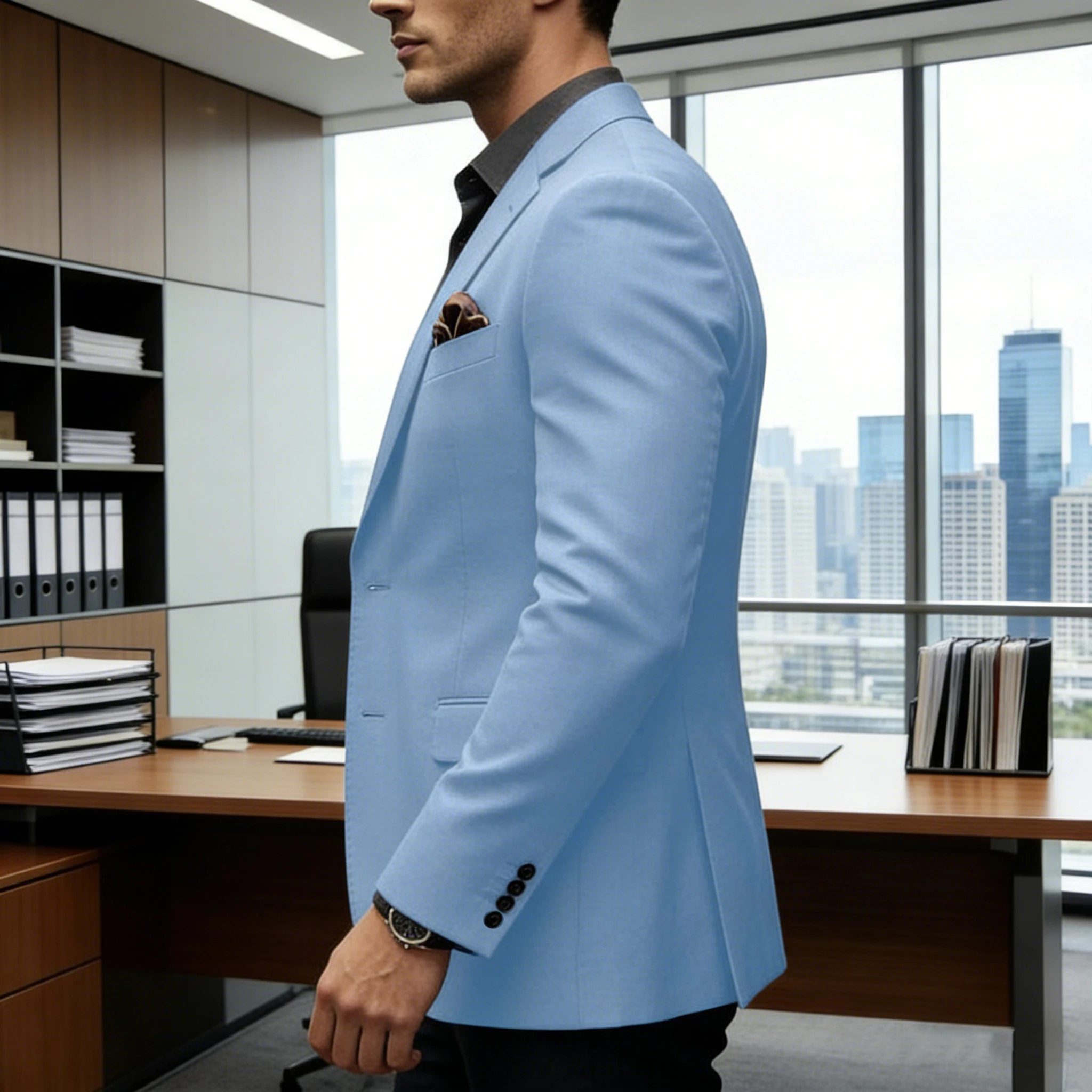 Men's Slim Fit Blazer Two Button Casual Suit Jacket Versatile Formal Business Sport Coats for Wedding Prom Office Daily Wear