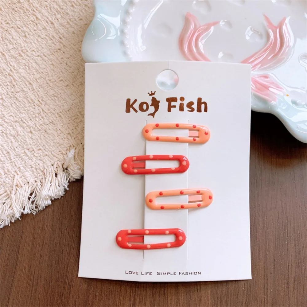4pcs Children's Colored Polka Dot Hairpin Sweet Girl Oval BB Clip Baby Barrettes Bangs Side Clip Hairpin Hair Clip Kids Headwear