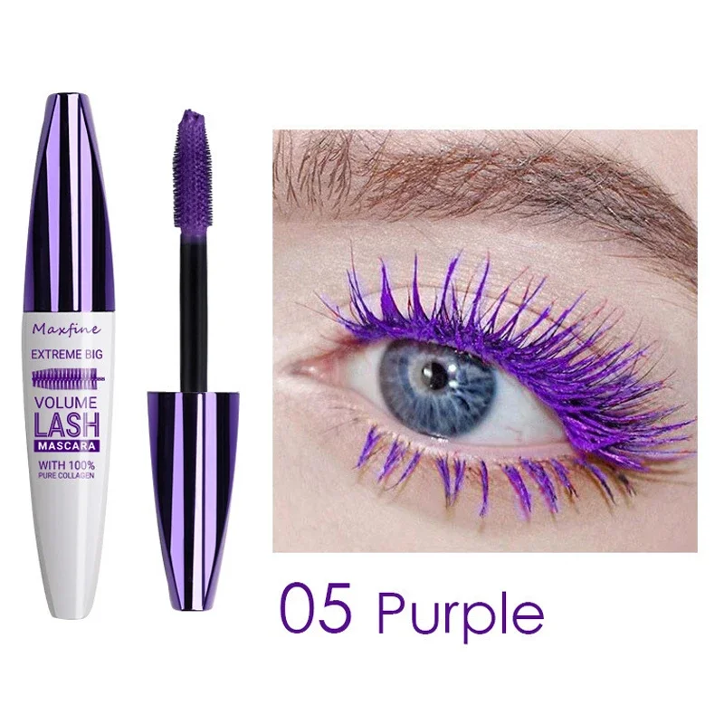 New 5D Three-dimensional Mascara Multi-color Mascara Base Longlasting Non-smudge Long-lasting Curling Shaping  Purple Blue White