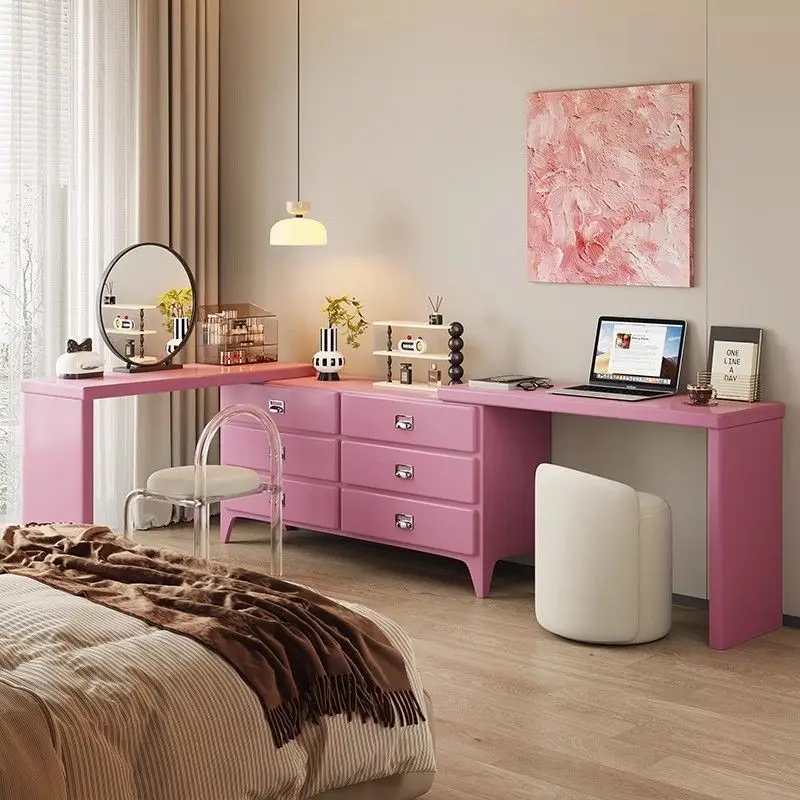 New pink dopamine chest Internet celebrity bedside cabinet little princess girl bedroom corner solid wood dresser integrated
