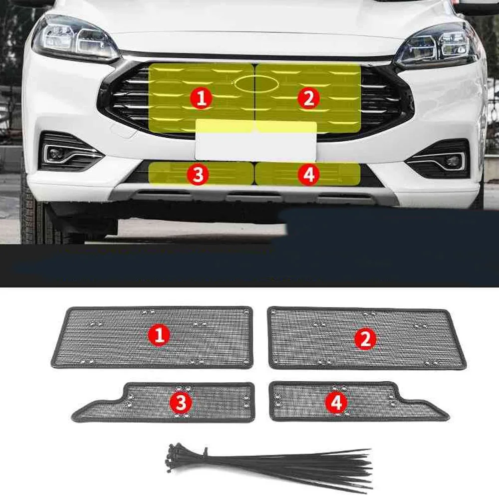 Car Front Grille Inserts Mesh Net Grill Trim For Ford Escape/Kuga 2020 2021 2022 2023 2024 Cover Frame Auto Exterior Accessories