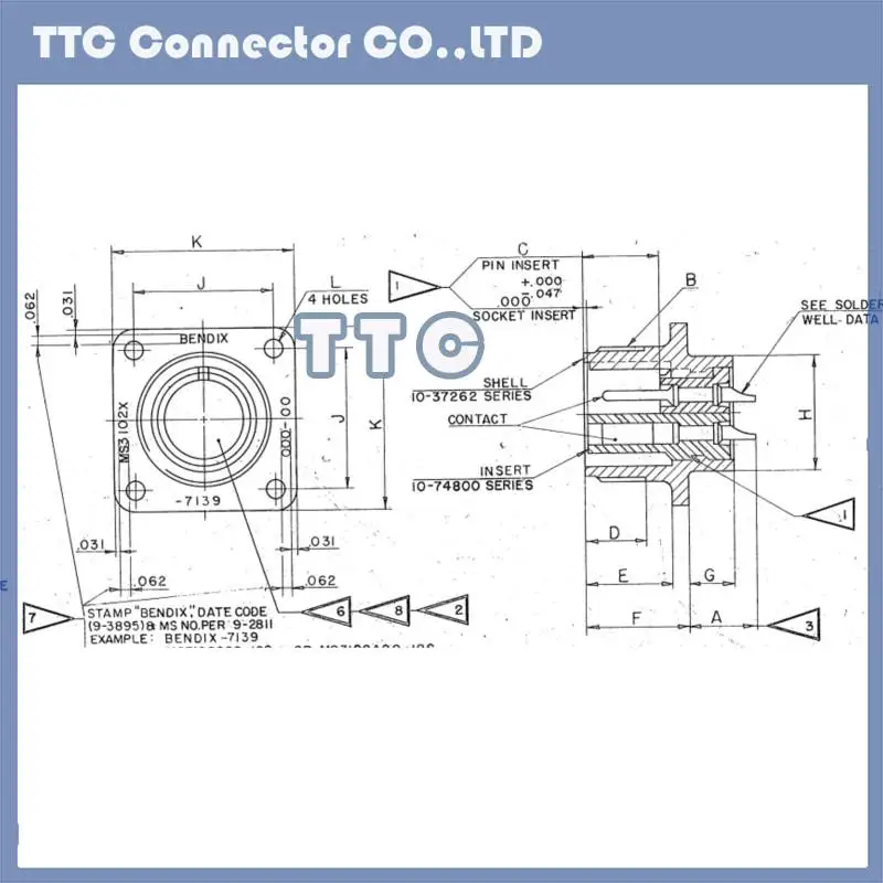 1pcs Connector MS3102A22-14P male socket 19P