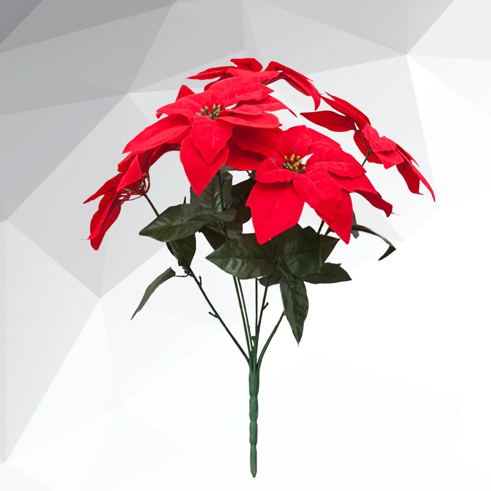 

1Pcs Realistic Poinsettia Artificial Flower Christmas Tree Decor Xmas Floral Arrangement Home Door Centerpiece Seasonal