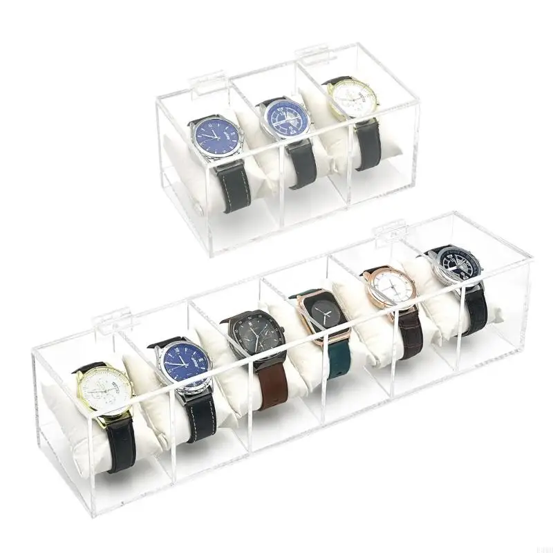 Removable Watch Pillows Acrylic Watch Box Jewelry Display Case Makeup F3MD