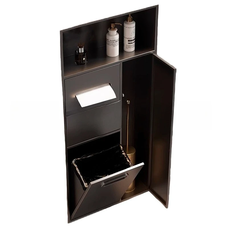 Stainless steel niche toilet embedded toilet rack concealed pumping tissue box trash can bathroom storage