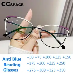 B57481 Metal Anti Blue Light Reading Glasses Fashion Cat Eye Optical Presbyopia Eyeglasses Diopter +50+100+150+200+250+300+350