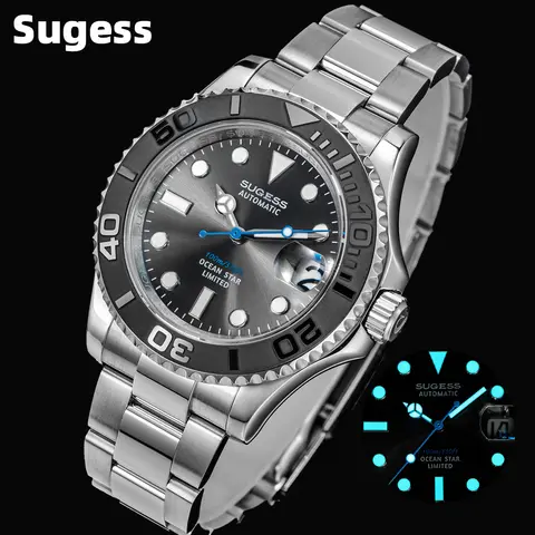 Sugess New Diving Men's Watch Automatic Mechanical WristWatches 10Bar NH35A Movement Sapphire Luminous Ceramic Bezel S450-2 2025