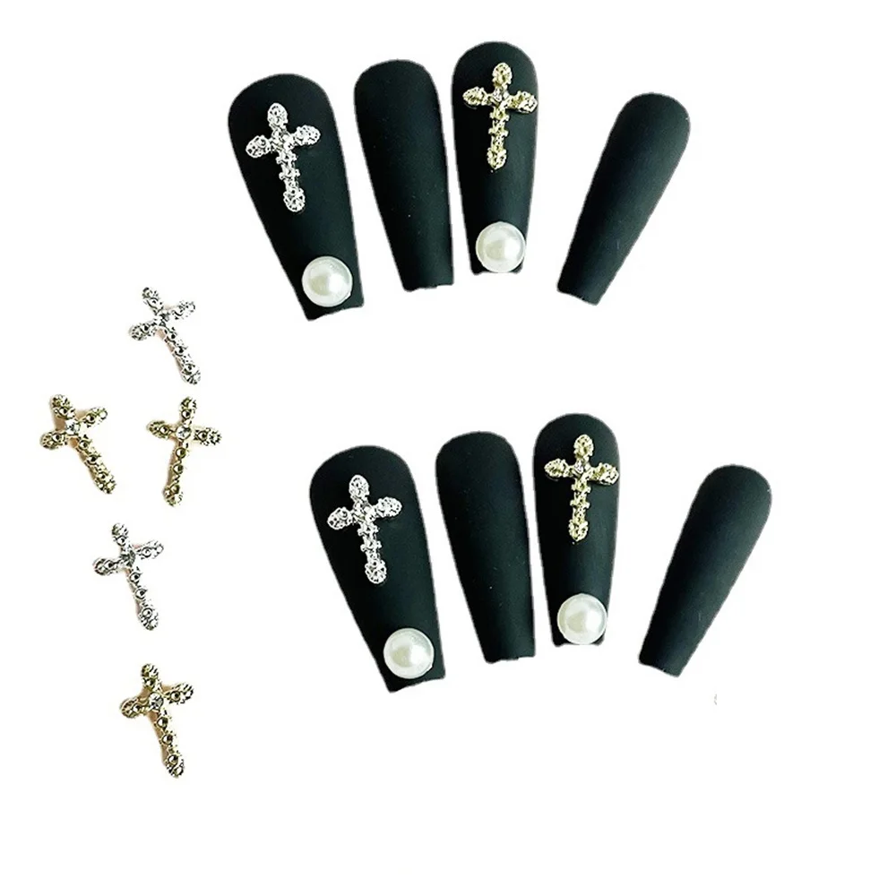 Foratura Flash nuovi accessori per Nail Art Manicure Cross Nail Art Jewelry piccola versione decorazione per unghie accessori retrò croce