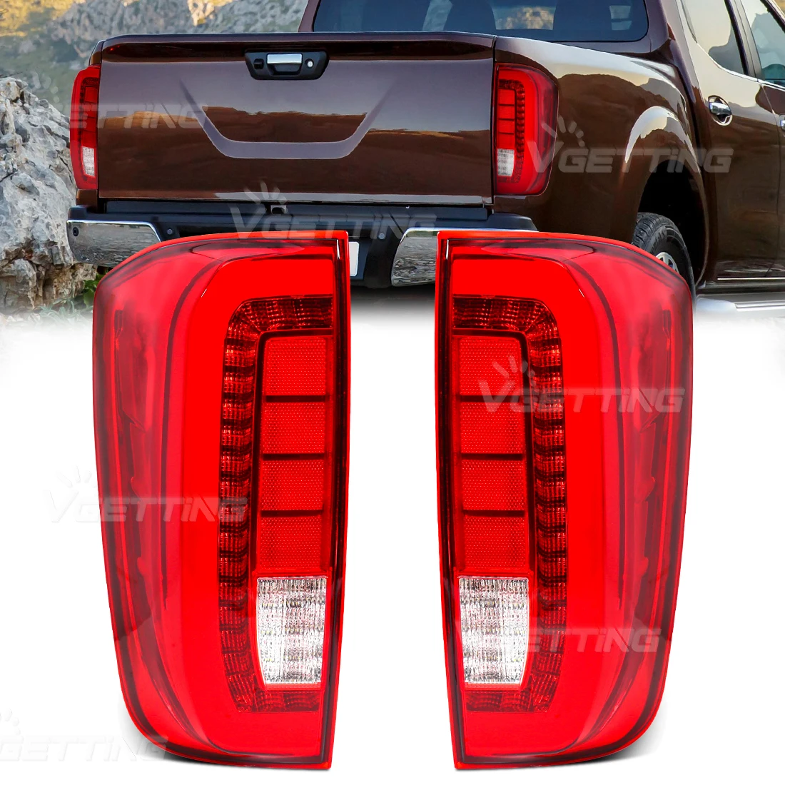 

For Nissan Navara NP300 2015-2023 Car LED Tail Light Dynamic Turn Signal Lamp Rear Running Light Brake Reverse Lights Reflector