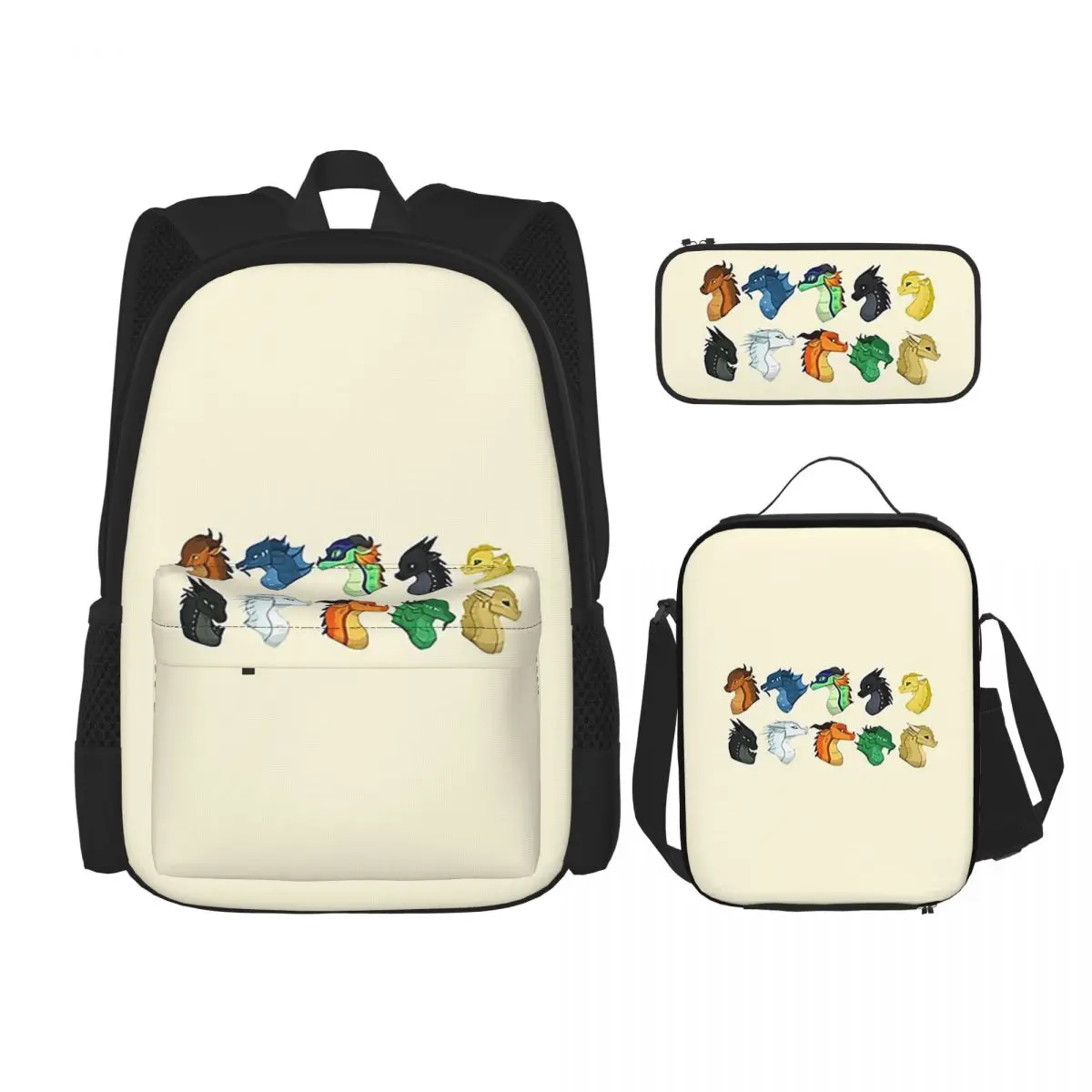 

Head Dragons - Wings Of Fire Backpacks Boys Girls Bookbag Students School Bags Kids Rucksack Lunch Bag Pen Bag Three-Piece Set