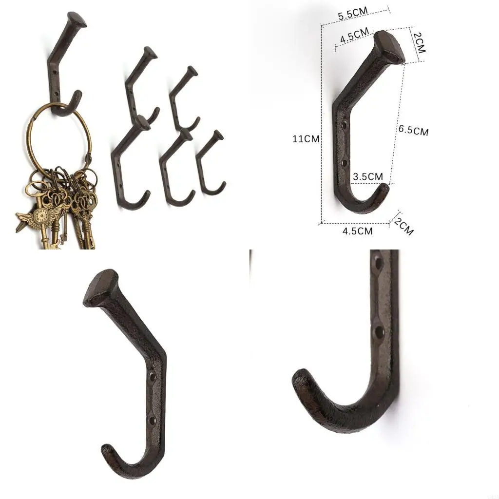 L43A Cast Metal Entryway Hook Vintage Design For Coat Organization