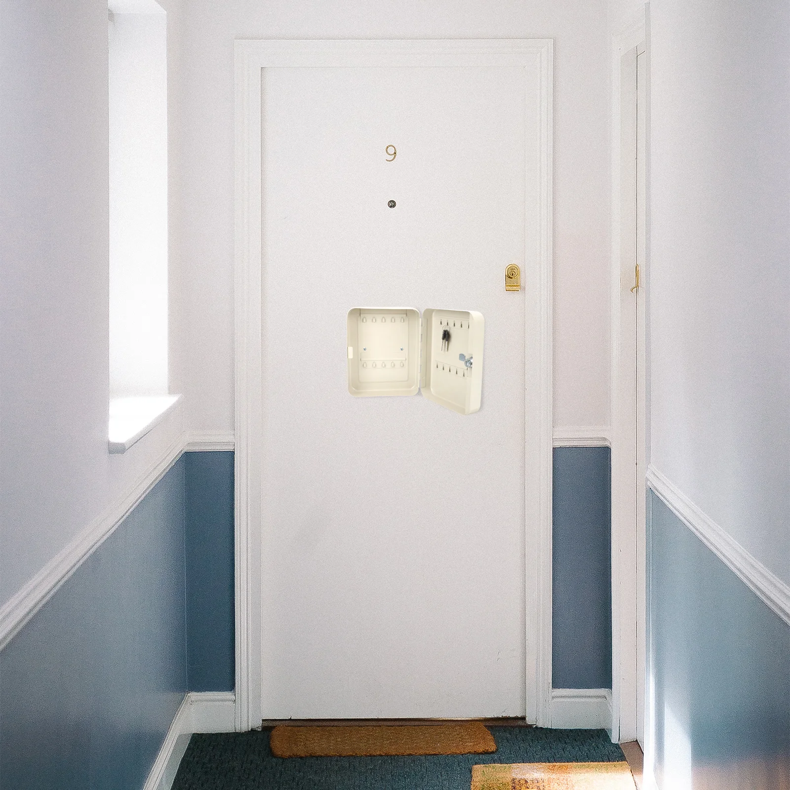 Cabilock 1 Set Wall Mount Key Cabinet Organizer Metal Storage Holder Multi-Slot Security Safe White Wrought Iron Entry Keys Box