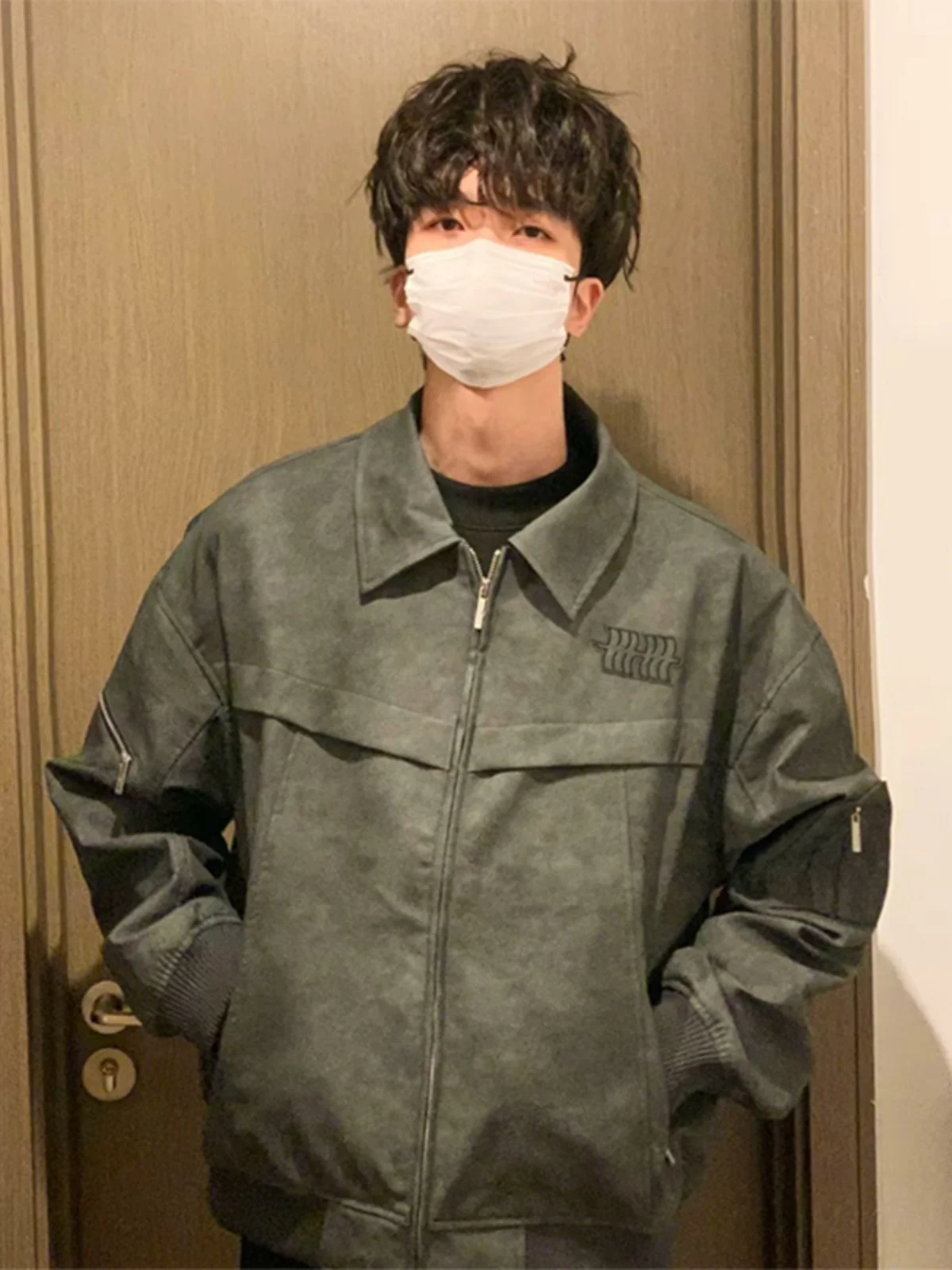 

Мужская куртка из американской замши с эффектом окрашивания, приталенного кроя, с коротким воротником Harlington, премиум-класса, для мотоциклистов