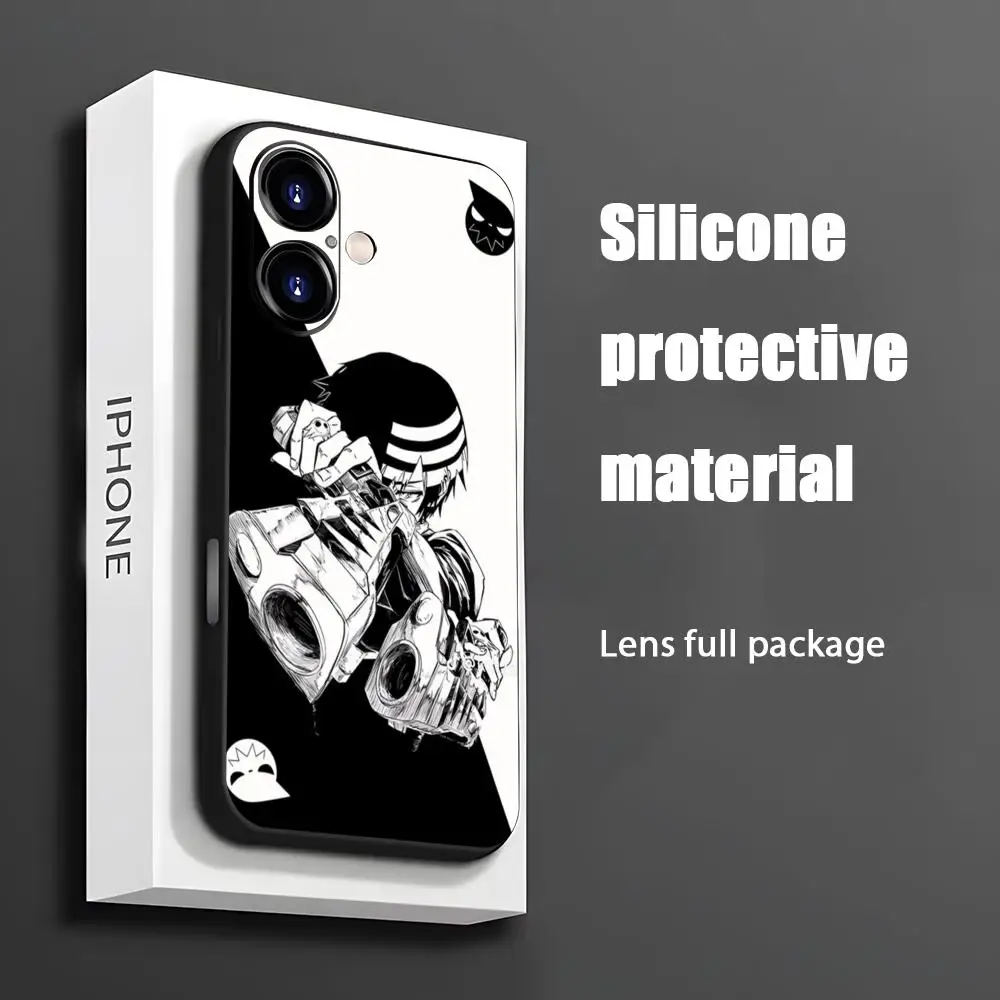 Coque de téléphone populaire A-Anime Soul Eater pour iPhone 17 16 15 14 13 12 11 X XR XS 8 Plus Mini Pro Max, noire souple antichoc