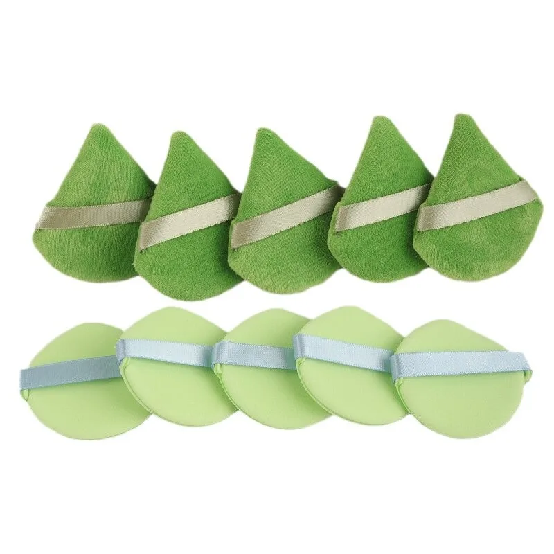 10PCS Green Makeup Sponge Blender Set for Foundation Concealer Wet Dry Use Easy Clean Beauty Egg Cosmetic Puff Set Make Up Tools