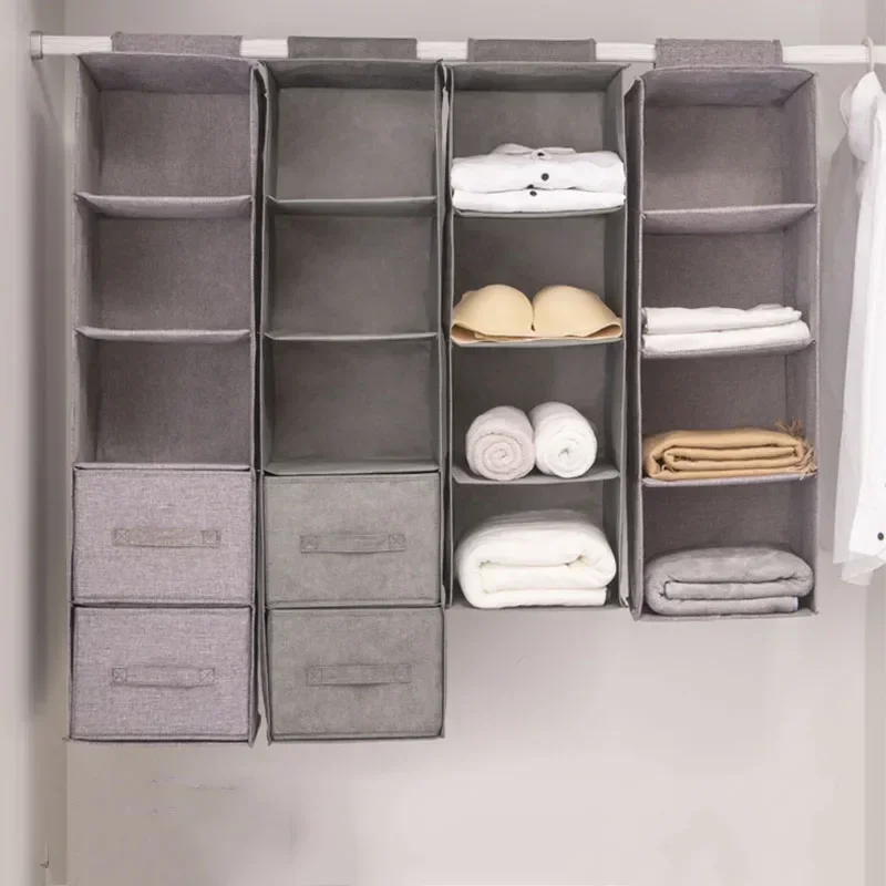 

Organizer Clothes Box Shelves Hanging Wall Closet Hangers Wardrobe Holder Drawer Household