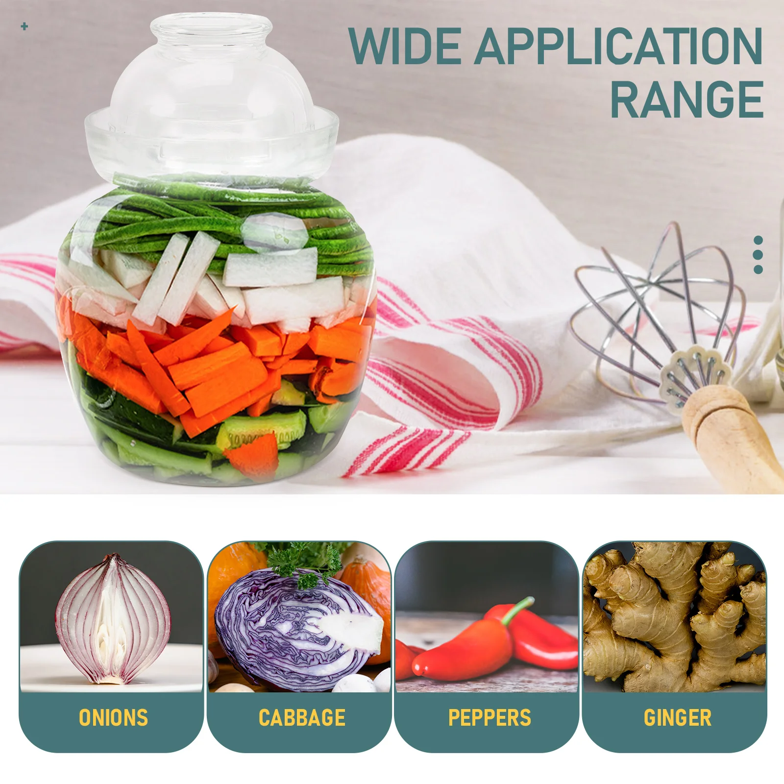 

Clear Glass Storage Jar Fine Craftsmanship Round Mouth Sealing Design for Pickle Coffee Grain Vegetable Organizing Multi-Use