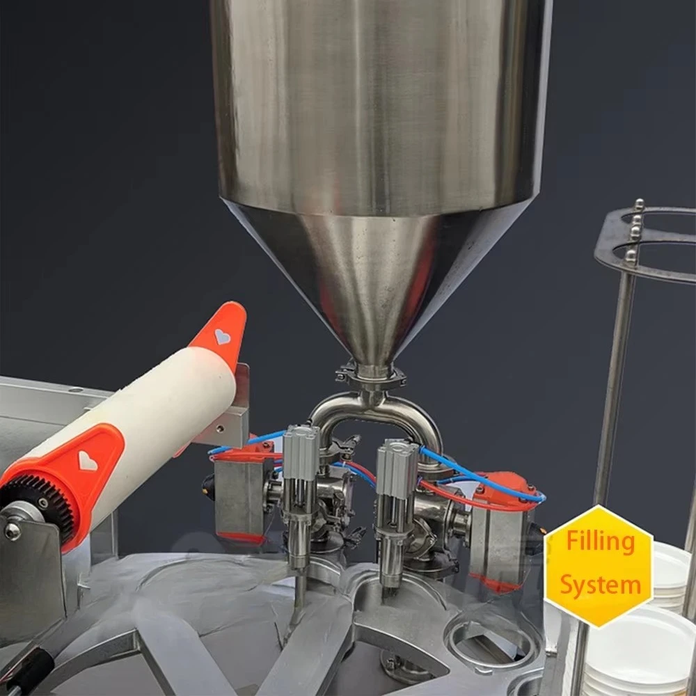 Automatic Pneumatic Digital Plastic Cup Buttermilk Yogurt Filling and Sealing Machine