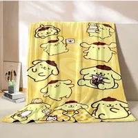 Sanrio Pompom Purin Dog Cartoon Flannel Blankets Anime Soft Fluffy Plush Blanket Sofa Office Quilt Throw Picnic Beach Towel