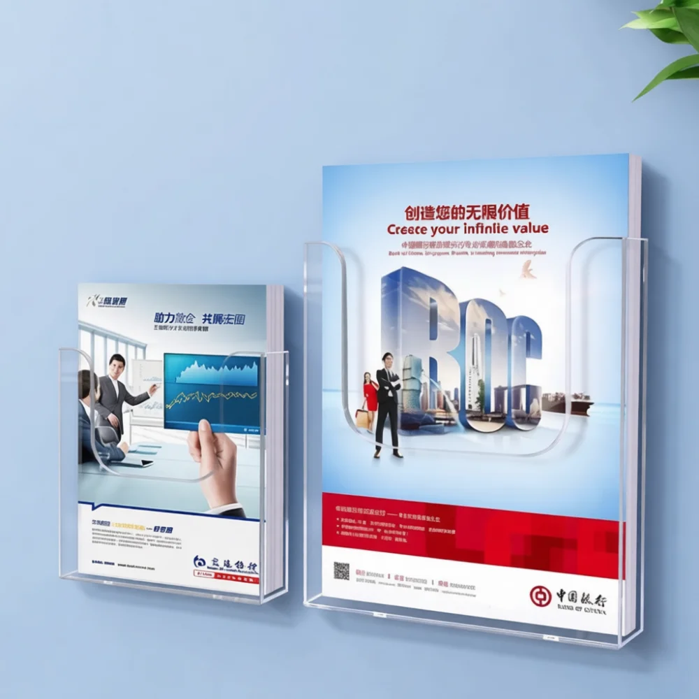Wall Hanging Clear Acrylic Document Holder Office File Organizer Brochure Display Stand For Paper Magazines Business Use