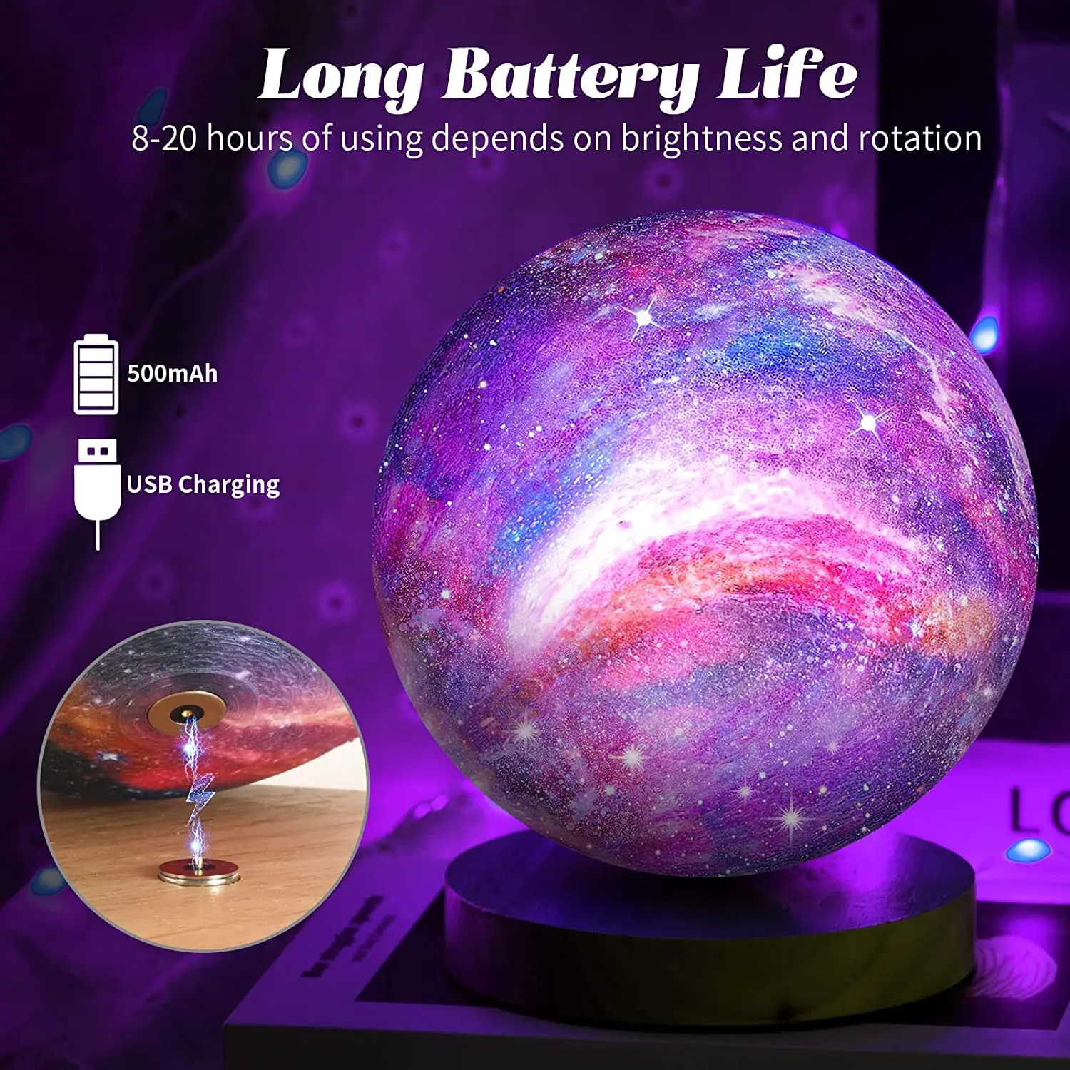 Rotating Moon LED Light Night 16 Colors Lava Lamp 3D Printing LED Moon Night Light with Remote & Touch Control for Birthday Gift