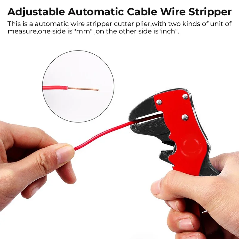 Self-Adjusting Wire Stripper 0.2-8mm² Cable Cutting Pliers Duckbill Bench Tool with Length Scale for Electrical Repair