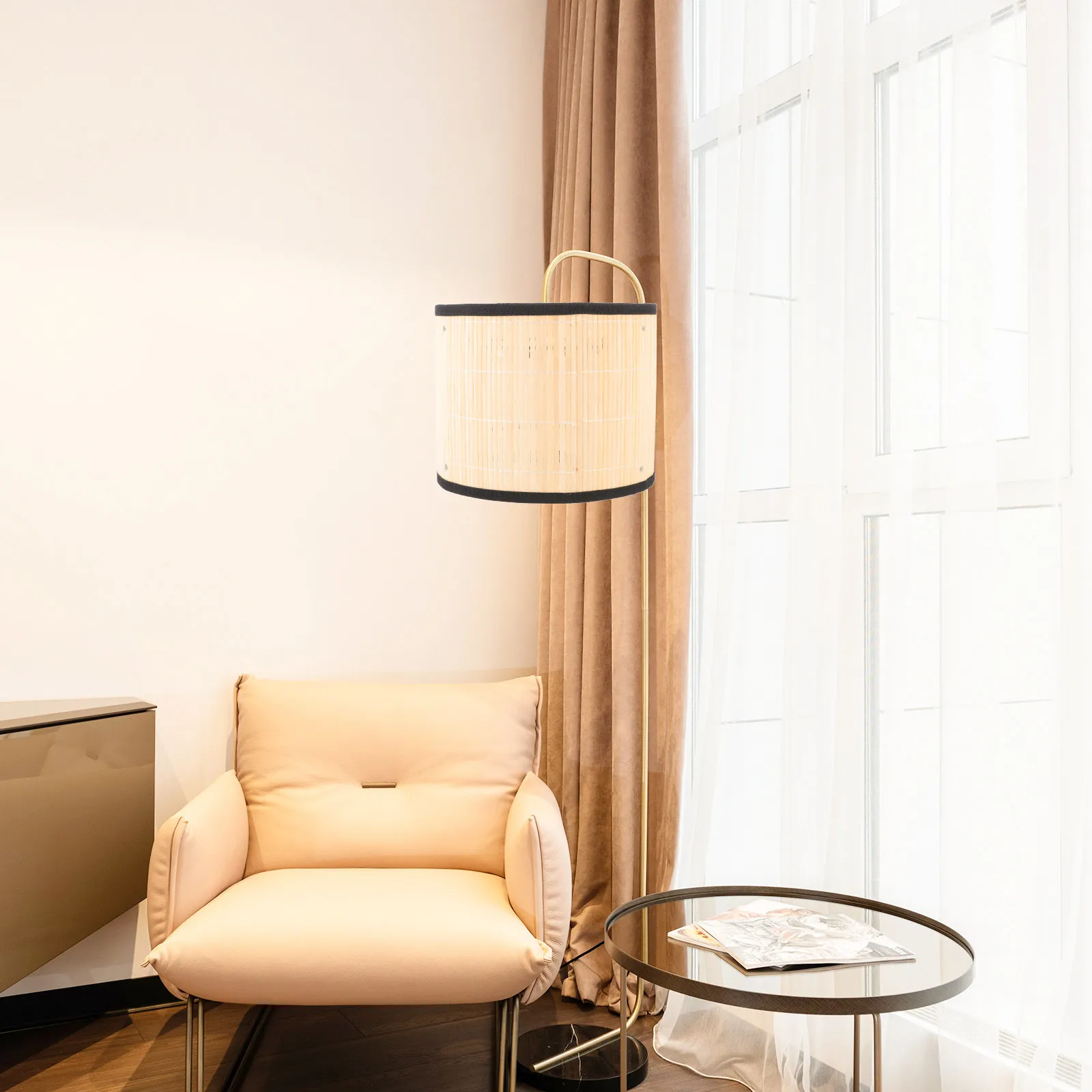 

1 шт. бамбуковый абажур в японском стиле, изысканный светильник-накладка для люстры, потолочного светильника, мягкий свет, простой декор