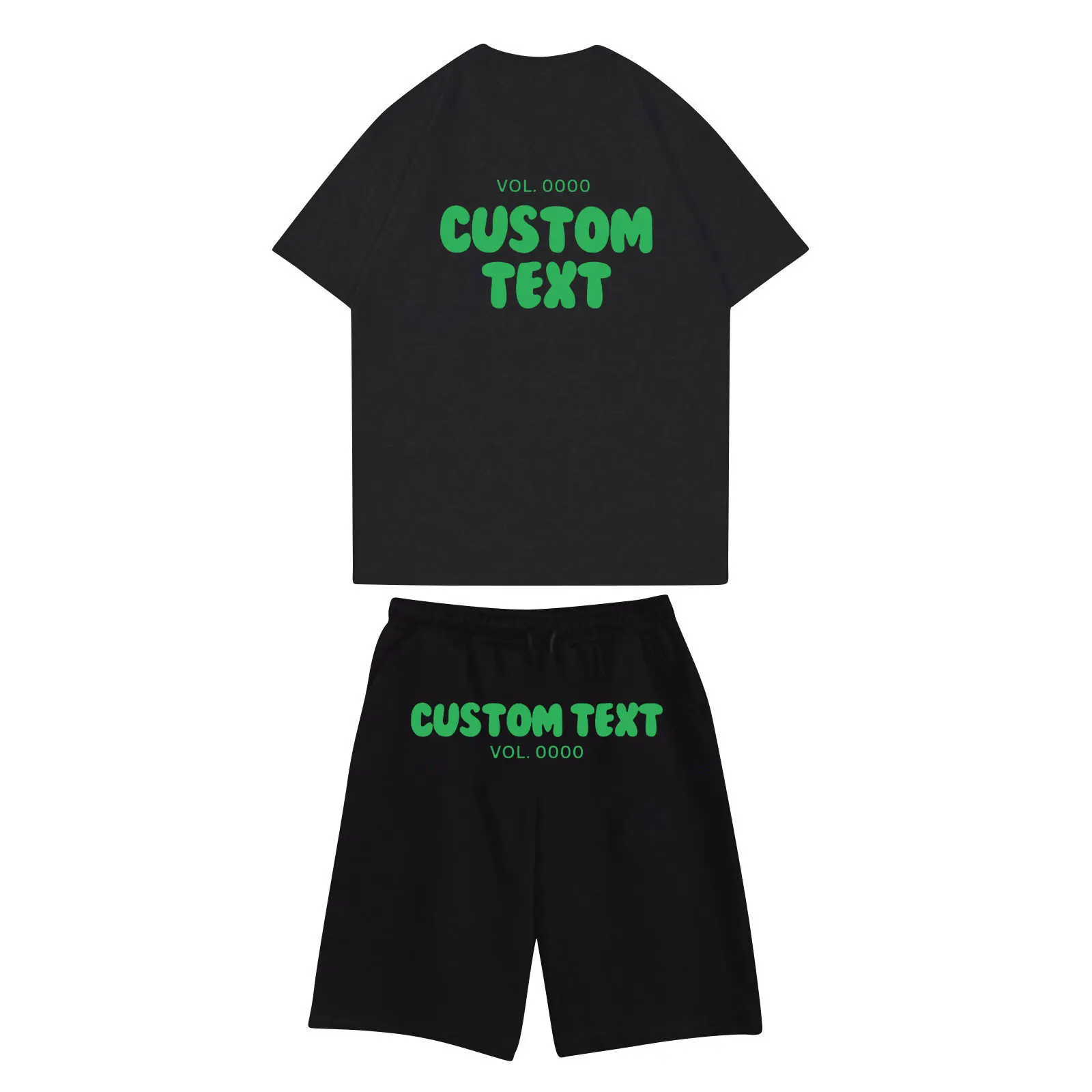 Summer custom text print Suit For Men cotton Fashion Casual Clothing T-Shirt + Shorts Two Piece Set Male Sports Suit