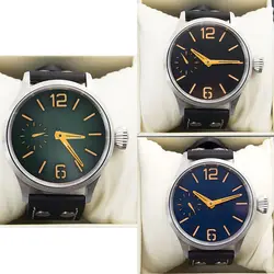 44MM Corgeut Men's Watch With Seagull ST36 Manual Movement 316 Stainless Steel Cases Green Night Light Sapphire Glass