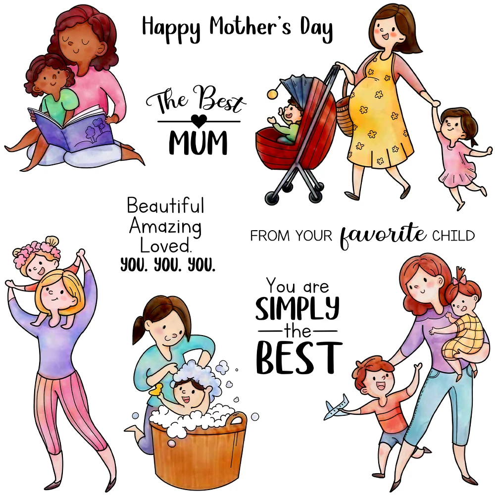 Mangocraft Love Mom Kids Clear Stamp DIY Scrapbooking Supplies Silicone Stamp For Cards Albums Decor Happy Mother's Day Gifts